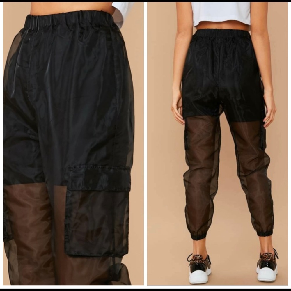 Black mesh joggers